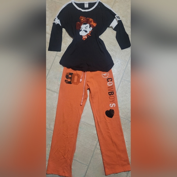 Victoria's Secret PINK Y2K NCAA Oklahoma State OSU Cowboys 2pc Outfit - Picture 1 of 12